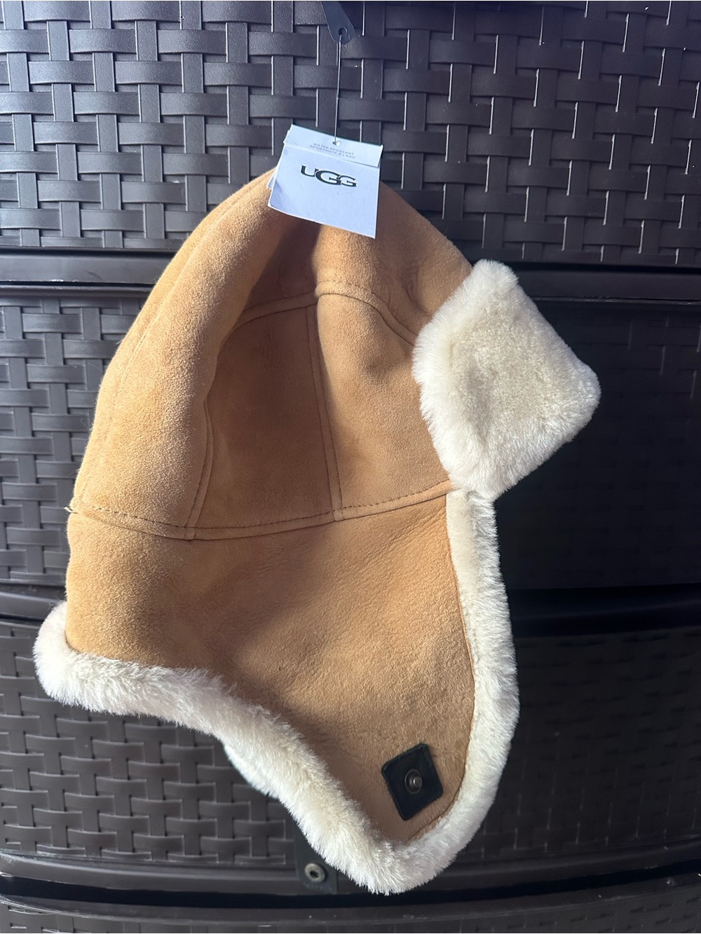 UGG Kids Chestnut/Tan Shearling-Lined Trapper Hat